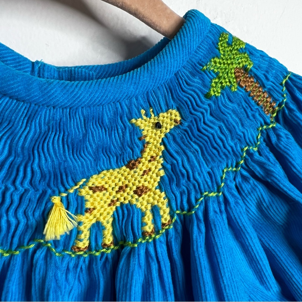 Vive la Fête Safari Animal Embroidered Smocked Romper - Picture 6 of 9
